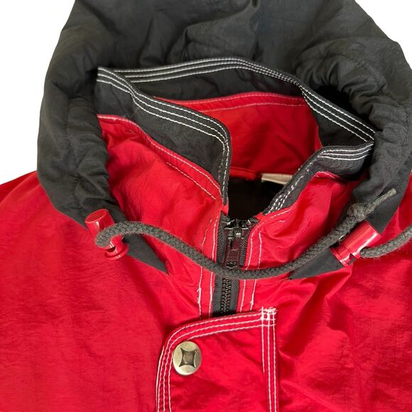 Vtg Spalding Ski Jacket Men's Medium Red White Black Colorblock Winter Hood Coat - Picture 5 of 16